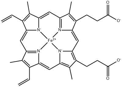 [dihydrogen 3,7,12,17-tetramethyl-8,13-divinyl-2,18-porphinedipropiona to(2-)]-iron|