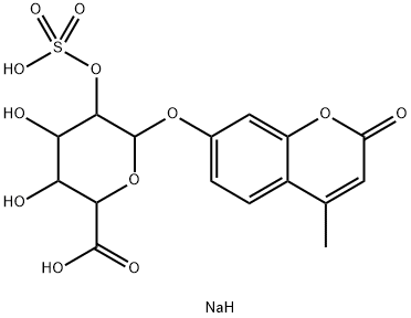 4-甲基香豆素基-Α-L-吡喃艾杜糖醛酸-2-硫酸钠盐,1045020-74-3,结构式