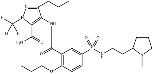 d3-2-methyl-4-{5-[2-(1-methyl-pyrrolidin-2-yl)-ethylsulfamoyl]-2-propoxy-benzoylamino}-5-propyl-2H-pyrazole-3-carboxylic acid amide Structure