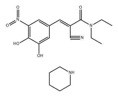 2-Propenamide, 2-cyano-3-(3,4-dihydroxy-5-nitrophenyl)-N,N-diethyl-, (2E)-, compd. with piperidine (1:1) 结构式