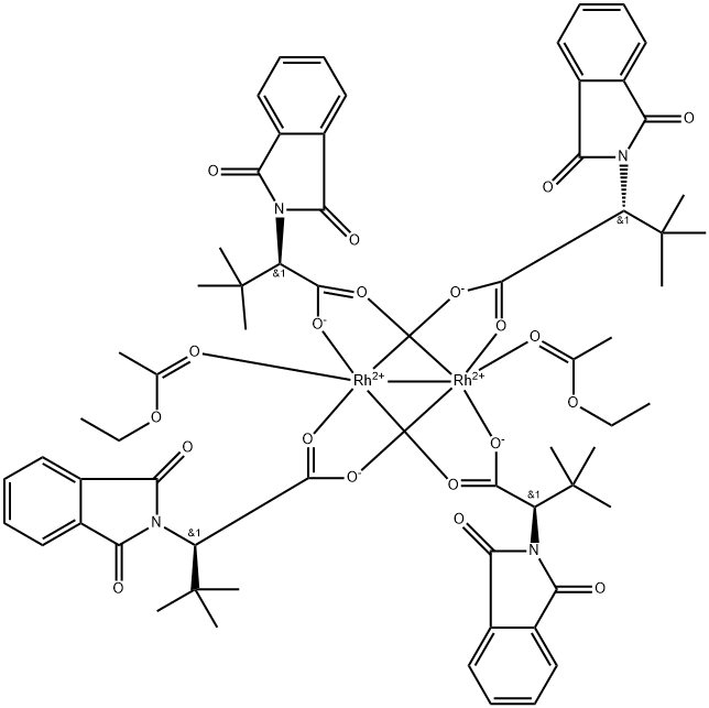 四[N-邻苯二甲酰-(R)-叔亮氨酸基]二铑双(乙酸乙酯)加合物,1048382-65-5,结构式