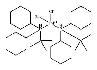 bis(tert-butyldicylcohexylphosphine)dichloropalladium(II) Struktur