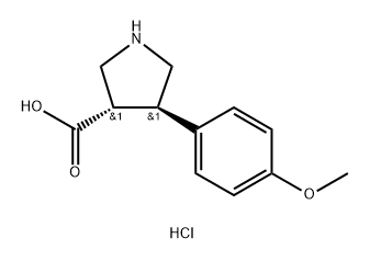3-Pyrrolidinecarboxylic acid, 4-(4-methoxyphenyl)-, hydrochloride (1:1), (3S,4R)- Structure