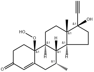 (7ALPHA,17ALPHA)-19-氢过氧基-17-羟基-7-甲基-19-去甲孕甾-4-烯-20-炔-3-酮,105186-34-3,结构式