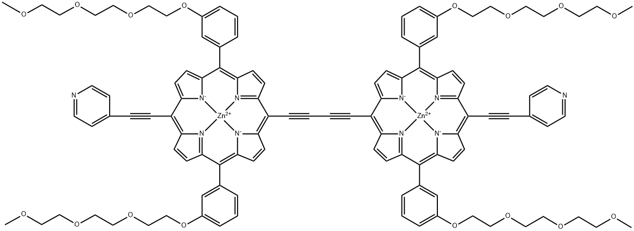 Di(4-pyridylethinyl) zinc bis[3-[2-[2-(2-methoxyethoxy)ethoxy]ethoxy]phenyl]porphyrin-ethinyl dimer Struktur