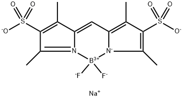 Borate(2-), [5-[(3,5-dimethyl-4-sulfo-2H-pyrrol-2-ylidene-κN)methyl]-2,4-dimethyl-1H-pyrrole-3-sulfonato(3-)-κN1]difluoro-, disodium, (T-4)- (9CI) Structure