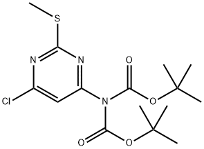 Di-tert-butyl (6-chloro-2-(methylthio)pyrimidin-4-yl)iminodicarbonate Struktur