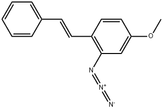 Benzene, 2-azido-4-methoxy-1-[(1E)-2-phenylethenyl]- 化学構造式