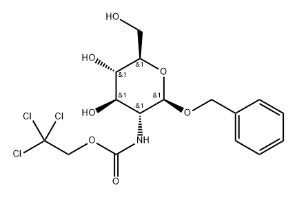 benzyl 2-deoxy-2-(2,2,2-trichloroethoxy)carbonylamino-β-D-glucopyranoside 化学構造式