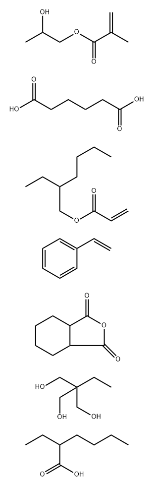 Hexanedioic acid, polymer with ethenylbenzene, 2-ethylhexyl 2-propenoate, 2-ethyl-2-(hydroxymethyl)-1,3-propanediol, hexahydro-1,3-isobenzofurandione and 2-hydroxyethyl 2-methyl-2-propenoate, 2-ethylhexanoate|