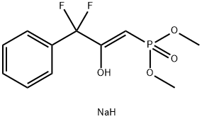 Phosphonic acid, P-[(1Z)-3,3-difluoro-2-hydroxy-3-phenyl-1-propen-1-yl]-, dimethyl ester, sodium salt (1:1) 化学構造式