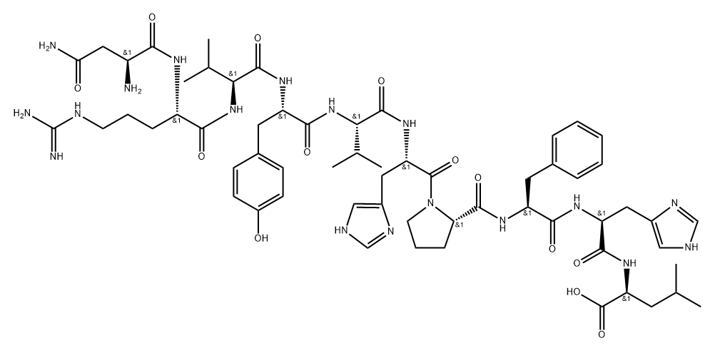 angiotensin I, Asn(1)-Val(5)-His(9)- Struktur