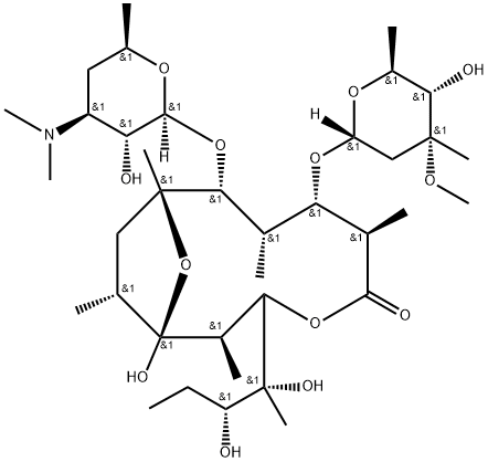 13-O,1-セコ-11-デオキシ-1,11-エポキシエリスロマイシン 化学構造式