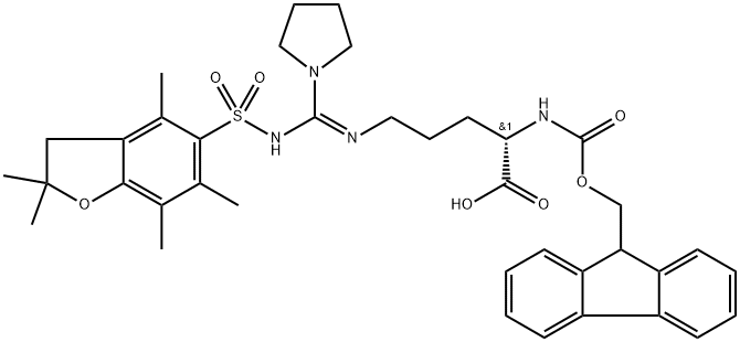 Fmoc-Arg(Pyrrodine, Pbf)-OH Struktur