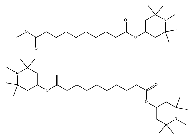 Decanedioic acid 1,10-bis(1,2,2,6,6-pentamethyl-4-piperidinyl) ester mixt. with 1-methyl 10-(1,2,2,6,6-pentamethyl-4-piperidinyl) decanedioate Struktur