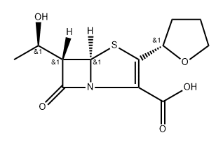 4-Thia-1-azabicyclo[3.2.0]hept-2-ene-2-carboxylic acid, 6-(1-hydroxyethyl)-7-oxo-3-(tetrahydro-2-furanyl)-, [5R-[3(S*),5α,6α(R*)]]- (9CI) 化学構造式