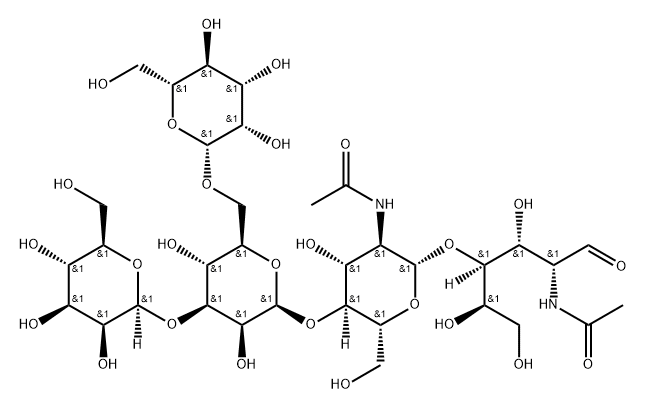 O-beta-D-Mannopyranosyl-(1-3)-O-[beta-D-mannopyranosyl-(1-6)]-O-beta-D-mannopyranosyl-(1-4)-O-2-(acetylamino)-2-deoxy-beta-D-glucopyranosyl-(1-4)-2-(acetylamino)-2-deoxy-D-glucose Struktur