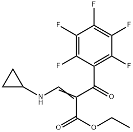 Benzenepropanoic acid, α-[(cyclopropylamino)methylene]-2,3,4,5,6-pentafluoro-β-oxo-, ethyl ester 化学構造式