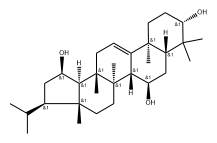 A'-Neo-26,28-dinorgammacer-9(11)-ene-3,7,19-triol, 13,17-dimethyl-, (3β,7α,8α,13α,14β,17α,18β,19α)- Structure