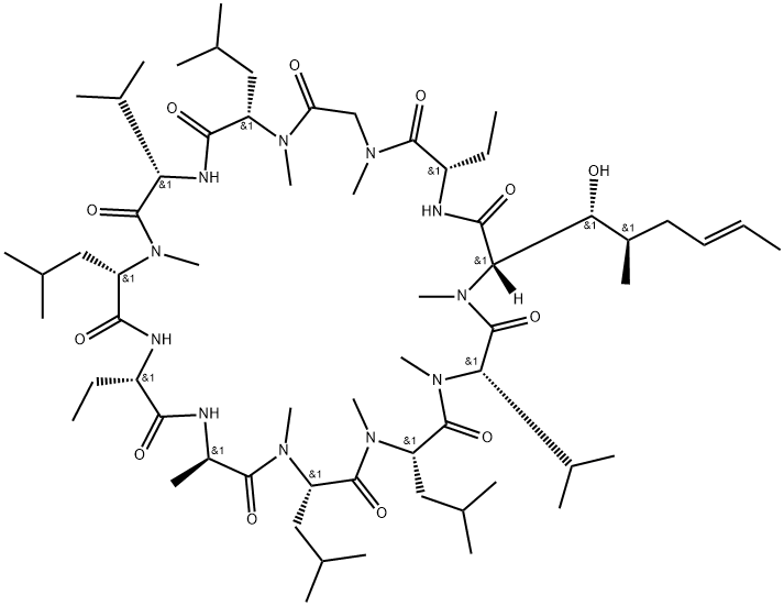 Cyclosporin A, 1-[(2S)-2-aminobutanoic acid]- Structure