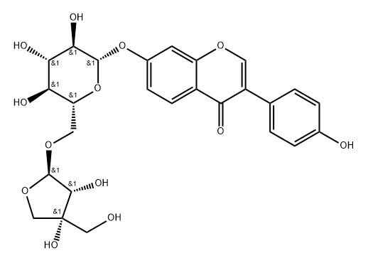 4H-1-Benzopyran-4-one, 7-[(6-O-D-apio-β-D-furanosyl-β-D-glucopyranosyl)oxy]-3-(4-hydroxyphenyl)- Structure