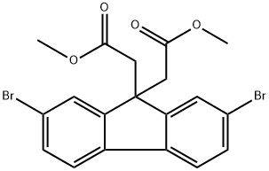 dimethyl 2,2'-(2,7-dibromo-9H-fluorene-9,9-diyl)diacetate 化学構造式