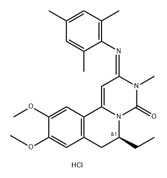 4H-Pyrimido[6,1-a]isoquinolin-4-one, 6-ethyl-2,3,6,7-tetrahydro-9,10-dimethoxy-3-methyl-2-[(2,4,6-trimethylphenyl)imino]-, monohydrochloride, (S)- (9CI)|