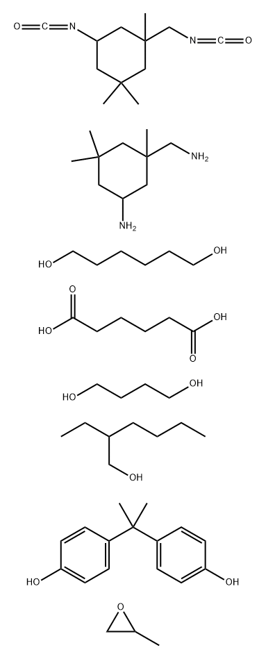 Hexanedioic acid, polymer with 5-amino-1,3,3-trimethylcyclohexanemethanamine, 1,4-butanediol, 1,6-hexanediol, 5-isocyanato-1-(isocyanatomethyl) -1,3,3-trimethylcyclohexane, 4,4'-(1-methylethylidene)bis[phenol] and methyloxirane, 2-ethyl-1-hexanol-blocked Structure