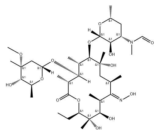 De(N-methyl)-N-formyl-9(E)-oxime erythromycin A Structure