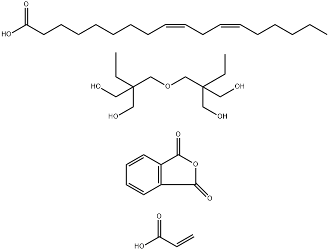 9,12-Octadecadienoic acid (9Z,12Z)-, dimer, polymer with 1,3-isobenzofurandione, 2,2-oxybis(methylene)bis2-ethyl-1,3-propanediol and 2-propenoic acid Structure
