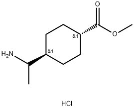 Cyclohexanecarboxylic acid, 4-(1-aminoethyl)-, methyl ester, hydrochloride (1:1) Structure