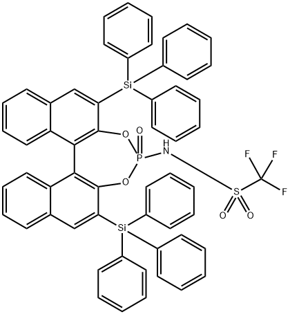 1,1,1-Trifluoro-N-[(11bR)-4-oxido-2,6-bis(triphenylsilyl)d
inaphtho[2,1-d:1',2'-f][1,3,2]dioxaphosphepin-4-yl]methan
esulfonamide 化学構造式
