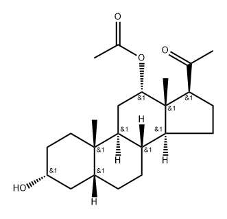 12α-アセチルオキシ-3α-ヒドロキシ-5β-プレグナン-20-オン 化学構造式