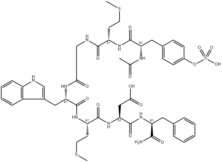 Ac-Tyr(SO3H)-Met-Gly-Trp-Met-Asp-Phe-NH2 Struktur
