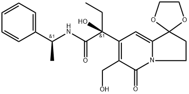 (S)-α-ethyl-α-hydroxy-1,1-(ethylenedioxy)-6-hydroxymethyl-5-oxo-1,2,3,5-tetrahydroindolizine-7-[N-(1S)-1-phenylethyl]acetamide