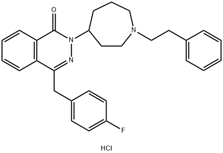 1(2H)-Phthalazinone,4-[(4-fluorophenyl)methyl]-2-[hexahydro-1-(2-phenylethyl)-1H-azepin-4-yl]-,hydrochloride (1:1) Struktur