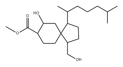 Spiro[4.5]decane-8-carboxylic acid, 1-(1,5-dimethylhexyl)-7-hydroxy-4-(hydroxymethyl)-, methyl ester, [1R-[1α(R*),4β,5β(7S*,8S*)]]- (9CI),110623-81-9,结构式