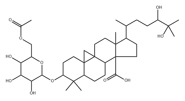 9,19-Cyclolanostan-30-oic acid, 3-[(6-O-acetyl-β-D-glucopyranosyl)oxy]-24,25-dihydroxy-, (3α,24R)- (9CI) Structure