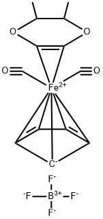 Iron(1+), dicarbonyl(η5-2,4-cyclopentadien-1-yl)[(5,6-η)-2,3-dihydro-2,3-dimethyl-1,4-dioxin]-, (2R-trans)-, tetrafluoroborate(1-) (9CI) Struktur