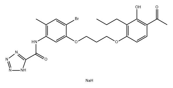 1H-Tetrazole-5-carboxamide, N-(5-(3-(4-acetyl-3-hydroxy-2-propylphenox y)propoxy)-4-bromo-2-methylphenyl)-, monosodium salt|化合物 T30827