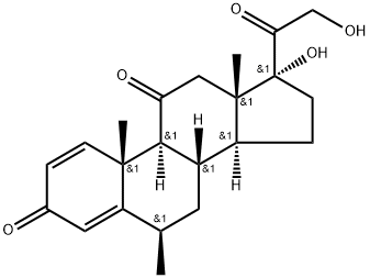Pregna-1,4-diene-3,11,20-trione, 17,21-dihydroxy-6-methyl-, (6β)- Structure