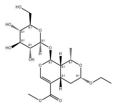 1H,3H-Pyrano[3,4-c]pyran-5-carboxylic acid, 3-ethoxy-8-(β-D-glucopyranosyloxy)-4,4a,8,8a-tetrahydro-1-methyl-, methyl ester, (1S,3S,4aS,8S,8aS)-|1H,3H-Pyrano[3,4-c]pyran-5-carboxylic acid, 3-ethoxy-8-(β-D-glucopyranosyloxy)-4,4a,8,8a-tetrahydro-1-methyl-, methyl ester, (1S,3S,4aS,8S,8aS)-