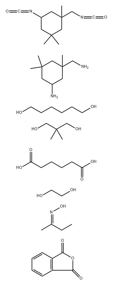 Hexanedioic acid, polymer with 5-amino-1,3,3-trimethylcyclohexanemethanamine, 2,2-dimethyl-1,3-propanediol, 1,2-ethanediol, 1,6-hexanediol, 1,3-isobenzofurandione and 5-isocyanato-1-(isocyanatomethyl) -1,3,3-trimethylcyclohexane, Me Et ketone oxime-blocke Structure