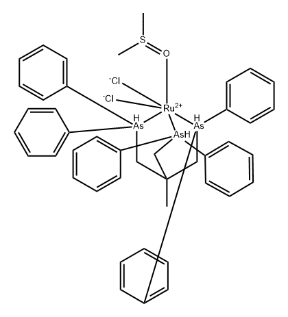Ruthenium, dichloro[[2-[(diphenylarsino)methyl]-2-methyl-1,3-propanediyl]bis[diphenylarsine]-As,As',As''][sulfinylbis[methane]-O]-, (OC-6-32)- (9CI) Structure