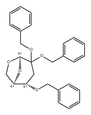 .beta.-D-erythro-Hexopyranos-2-ulose, 1,6-anhydro-3-deoxy-4-O-(phenylmethyl)-, bis(diphenylmethyl) acetal Struktur