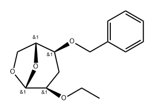 .beta.-D-ribo-Hexopyranose, 1,6-anhydro-3-deoxy-2-O-ethyl-4-O-(phenylmethyl)- Structure
