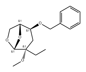.beta.-D-arabino-Hexopyranose, 1,6-anhydro-3-deoxy-2-C-ethyl-2-O-methyl-4-O-(phenylmethyl)-,112338-43-9,结构式
