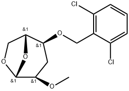 .beta.-D-ribo-Hexopyranose, 1,6-anhydro-3-deoxy-4-O-(2,6-dichlorophenyl)methyl-2-O-methyl- Struktur