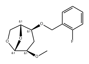 .beta.-D-ribo-Hexopyranose, 1,6-anhydro-3-deoxy-4-O-(2-fluorophenyl)methyl-2-O-methyl- Structure