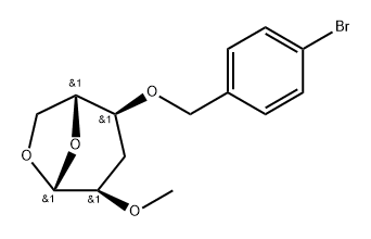 .beta.-D-ribo-Hexopyranose, 1,6-anhydro-4-O-(4-bromophenyl)methyl-3-deoxy-2-O-methyl- Structure